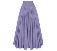 Victorian Maxi Skirt Women with Pockets Renaissance Gypsy A-line Festive Swing Skirt Blue Purple L