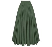 Victorian Maxi Skirt Women with Pockets Renaissance Gypsy A-line Festive Swing Skirt Olive Green L