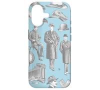 victorian men's style antique menswear toile blue gentleman Case for iPhone 17