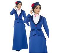 Smiffy's 46753l Blue Victorian Nanny Costume - victorian costume nanny fancy dress ladies mary book week adults day teacher