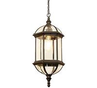 Victorian Outdoor High Light Glass Ceiling Pendant Light Aluminum Patio Exterior Waterproof Hanging Lamp Rustic Landscape Adjustable Droplight Lantern Villa Porch Terrace Fence Chandelier E27
