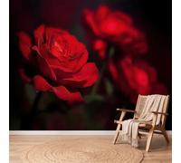 Victorian Photo Wallpaper Roses Flowers Leaves Non-Woven Wall Mural, 200 x 140 cm Wall Art 3D Mural Wallpaper Decoration for Gaming Room Living Room Bedroom Kitchen Office