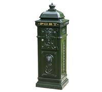 Victorian Post Box Heritage Green Metal Freestanding Grand Pillar Letter Mailbox