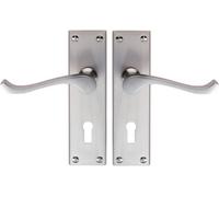 Victorian Premium Scroll Lever Lock Handle Satin Chrome 1 Pair