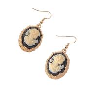 Victorian Princess Embossed Dangle Hook Earrings for Women Statement Elegant Silhouette Oval Cameo Drop Punk Vintage Gothic Art Deco Halloween Mother's Day Holiday Party Costume Jewelry Gifts, One