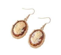 Victorian Princess Embossed Dangle Hook Earrings for Women Statement Elegant Silhouette Oval Cameo Drop Punk Vintage Gothic Art Deco Halloween Mother's Day Holiday Party Costume Jewelry Gifts, One