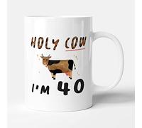 Victorian Printing Co - 40th Gift Funny Birthday Mug - Holy Cow I'm 40, Ceramic, 11fl.oz.