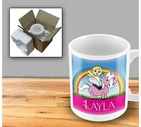 Victorian Printing Co - A Unicorn Design Mug for Girls Named Layla, Ceramic, 11fl.oz.