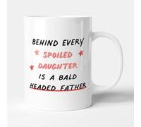 Victorian Printing Co - Behind Every Spoiled Daughter is A Bald Headed Father - Gift Funny Dad Mug, Ceramic, 11fl.oz.