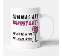 Victorian Printing Co - Commas are Important: No, More Wine - Funny Gift English Teacher Mug, Ceramic, 11fl.oz.