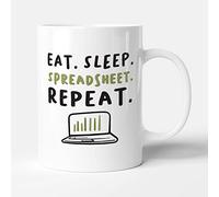 Victorian Printing Co - Eat. Sleep. Spreadsheet. Repeat. - Data Analyst Gift Mug, Ceramic, 11fl.oz.