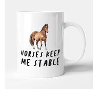 Victorian Printing Co - Horses Keep Me Stable - Funny Horse Riding Sport Gift Mug, Ceramic, 11fl.oz.