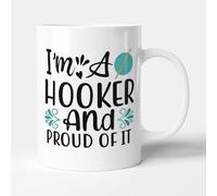 Victorian Printing Co - I'm A Hooker and Proud of It - Funny Crochet Gift Hobby Mug, Ceramic, 11fl.oz.