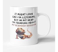 Victorian Printing Co - in My Head I'm Thinking About My Bearded Dragon - Funny Pet Owner Gift Mug, Ceramic, 11fl.oz.