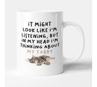 Victorian Printing Co - in My Head I'm Thinking About My Tabby - Funny Cat Lover Owner Gift Mug, Ceramic, 11fl.oz.