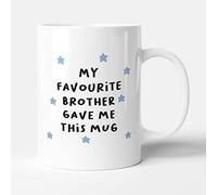 Victorian Printing Co - My Favourite Brother Gave Me This Mug Blue Stars - Gift Mug, Ceramic, 11fl.oz.