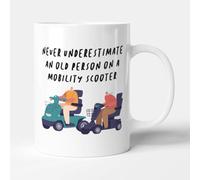 Victorian Printing Co - Never Underestimate an Old Person On A Mobility Scooter - Funny Gift Retirement Birthday Mug, Ceramic, 11fl.oz.