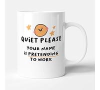 Victorian Printing Co - Personalised Gift Mug - Quiet Please Y/N is Pretending to Work, Ceramic, 11fl.oz.
