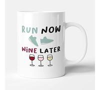 Victorian Printing Co - Run Now. Wine Later - Funny Running Birthday Gift Mug, Ceramic, 11fl.oz.