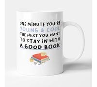 Victorian Printing Co - Want to Stay in with A Good Book - Funny Gift Birthday Mug, Ceramic, 11fl.oz.