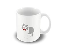 Victorian Printing Company - Pale ghosted Image of a Rough Collie Dog with a Red Bow Tie Printed Mug, Ceramic, 11fl.oz.