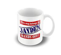 Victorian Printing Company - This Mug Belongs to Jayden - Hands Off! A Personal Mug That Makes A Great Gift, Ceramic, 11fl.oz.