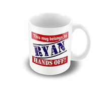 Victorian Printing Company - This Mug Belongs to Ryan - Hands Off! A Personal Mug That Makes A Great Gift, Ceramic, 11fl.oz.