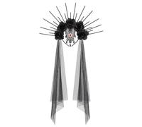 Victorian Punk Flower Queen Headband Black Rose Spiked Crowns Hairband for Cosplay and Halloween Accessories Crownpiece