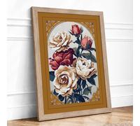 Victorian Rose Compendium Botanical Framed Wall Art Print A4 (29.7×21cm) Oak, Wall Decor for Living Room, Bedroom, Office & Home, Ready to Hang, Art Gift