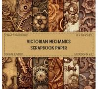 Victorian Scrapbook Paper - Double Sided 8 x 8" Sheets: Mechanic Patterns, Decorative Craft Paper, Junk Journaling, Scrapbooking, DIY, & More
