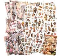 Victorian Scrapbook Stickers 500 Pcs Washi Sticker & 20 Sheets Scrapbook Paper Vintage Stickers with Victorian Characters Journaling Supplies for Diary Laptop Phone Case Water Bottle Album Card Making
