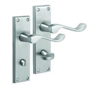 Victorian Scroll Bathroom Door Handles Satin Chrome 105x 41mm