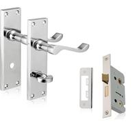 Victorian Scroll Bathroom Door Handles with Lock Set