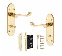 Victorian Scroll Bathroom Handle with 2.5" Bathroom Mortise Lock Polished Brass Finish 168mm x 40mm
