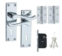 Victorian Scroll Complete Lock Pack Set with Hinges (Lock Set)