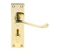 Victorian Scroll Door Handle - Bathroom - Polished Brass
