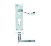 Victorian Scroll Door Handle Euro Profile 150mm x 40mm Satin Chrome From The Door Handle Store