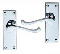 Victorian Scroll Door Handle - Latchset (118mm) - Polished Chrome