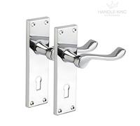 Victorian Scroll Door Handles Lever on Lock Plate with Polished Chrome Finish