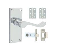 Victorian Scroll Latch Door Pack - Satin Chrome Timco Silver One Size