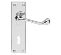 VICTORIAN SCROLL LEVER LOCK DOOR HANDLE POLISHED CHROME