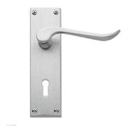 Victorian Scroll Lever Lock Door Handles Satin Chrome 150 x 40mm