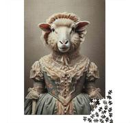 Victorian Sheep Portrait 1000-Piece Puzzle for Adults, 52x38cm/1000pcs, Clean White Card Pieces for Sorting; for Quiet Downtime Without A Screen