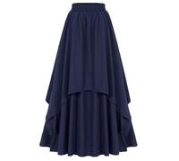 Victorian Skirt Long Steampunk Skirt Red Vintage Pirate Skirt A-line Festive Elegant Medieval Skirt with Double Layer High Waist Ruffle Hem Halloween Costumes