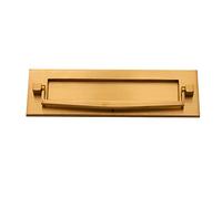 Victorian Solid Brass Traditional Sprung Postal Knocker Letter Plate 255 x 76mm - Satin Brass