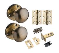 Victorian Sprung Mortice Door Knob - Antique Brass - Complete Door Pack - Designer Levers