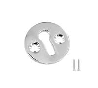Victorian Standard Profile Keyhole Open Lock Cover Plate 35mm Polished Chrome Round Escutcheon Plate with Fixing Screws Pack of 1