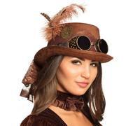 Boland Victorian Steampunk Top Hat with Goggles & Veil Adult Fancy Dress