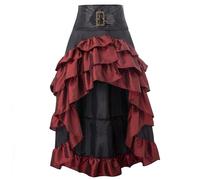 Victorian Steampunk Skirt Womens, Victorian Costume Women, Women's Punk Retro Skirt Pirate Skirt Ruffle Vintage Long Skirts Plus Size Dress Elastic Waist A-Line Long Skirt