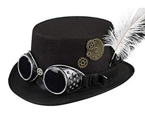 VICTORIAN STEAMPUNK TOP HAT WITH SPEC GOGGLES FANCY DRESS